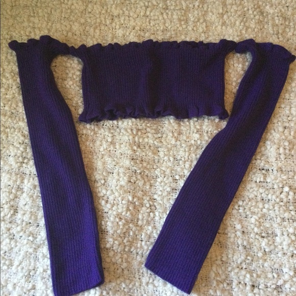 Violet Ruffle Detail Knit Bardot Long - Picture 2 of 2